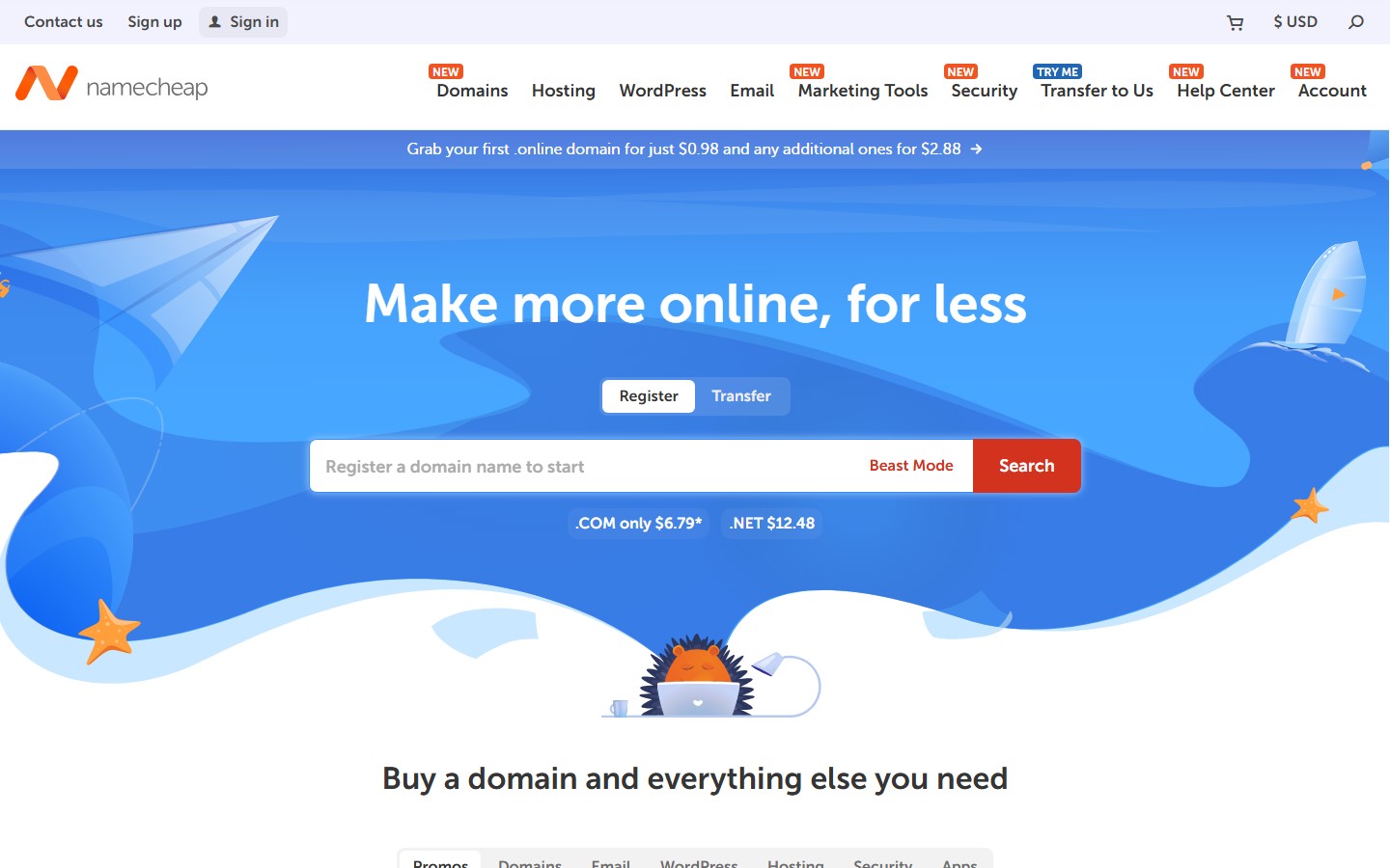 Namecheap screenshot